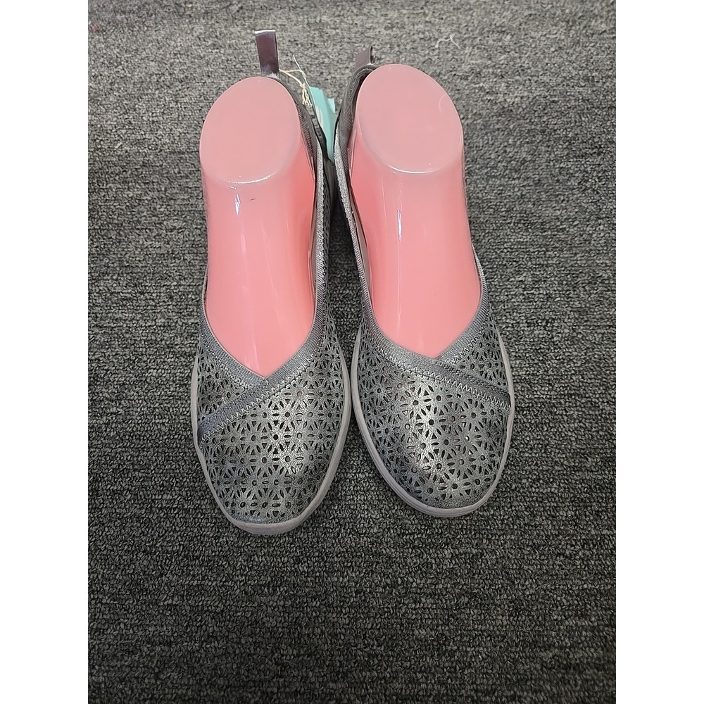 JBU Emma Casual Slip-On Ballet Flat Grey Shimmer 8 M Runs Small